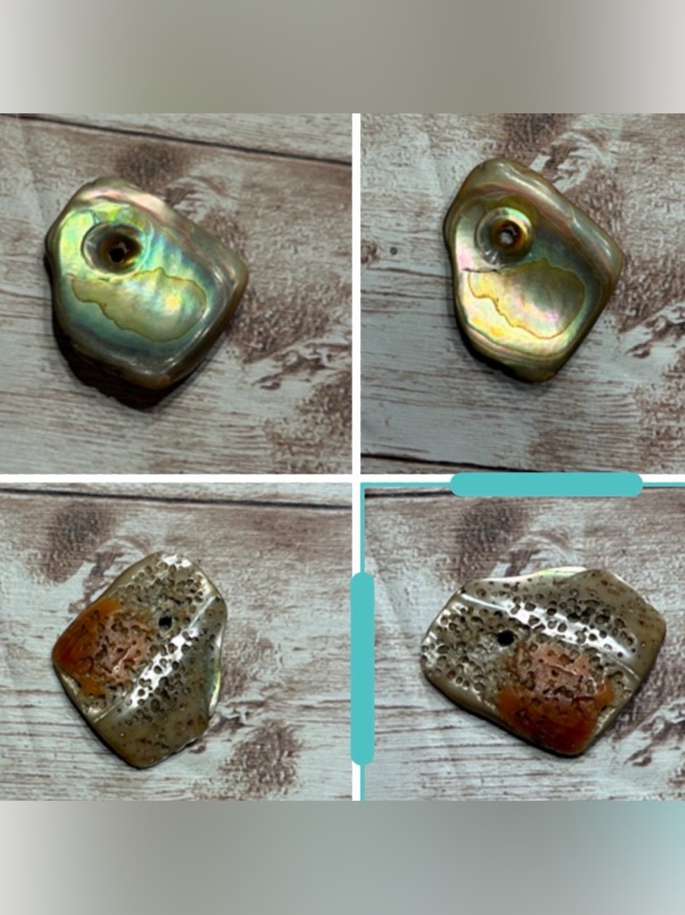 Vintage Iridescent Green Shell Pendant